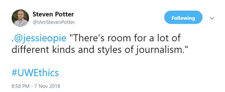 Tweet: Jessie Opoien says room for a lot of different kinds of journalism